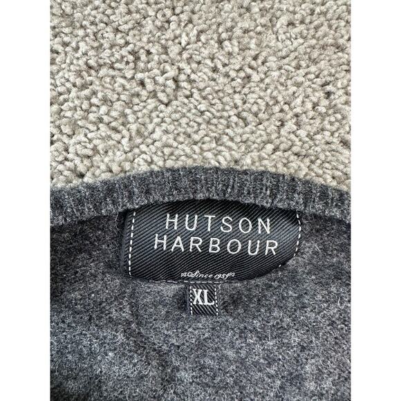 Hutson Harbour Sweater Mens XL Gray Lambswool Elbow Patch Pullover FLAW - Picture 4 of 12